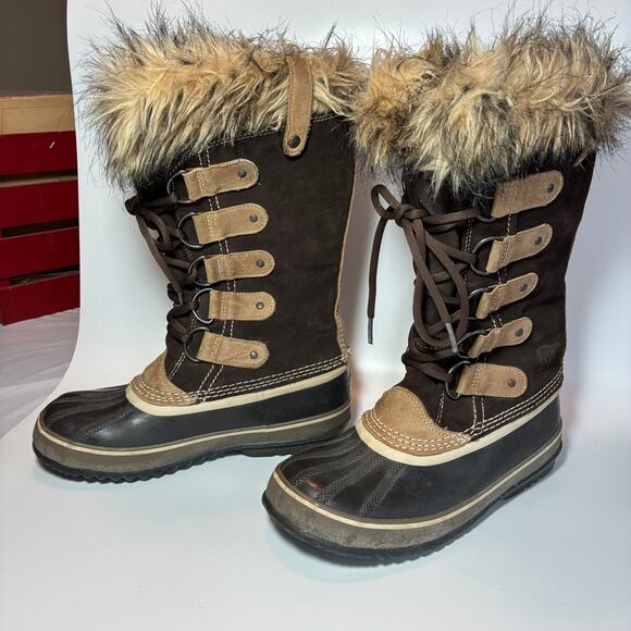 SOREL JOAN OF ARCTIC WOMENS 8 BROWN SUEDE WATERPROOF WINTER BOOTS  NL 1540-248 - Picture 4 of 7